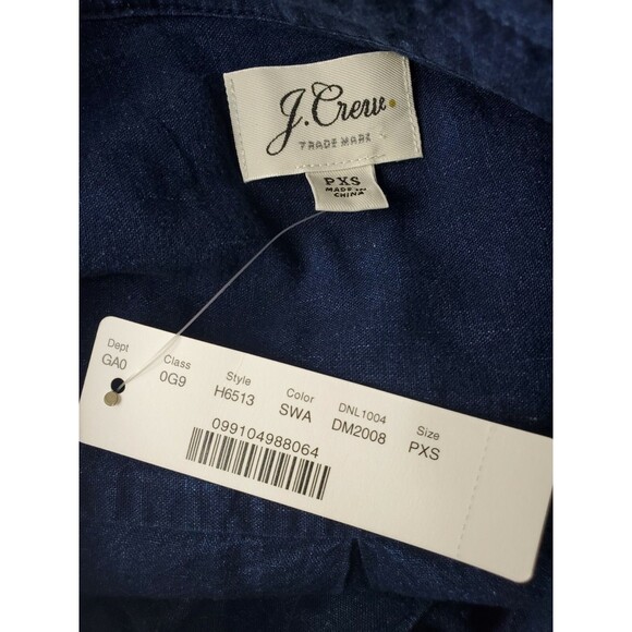 New J Crew Womens Button Front Shirt Linen Cotton Indigo Blue Size PXS Petite - Picture 4 of 5